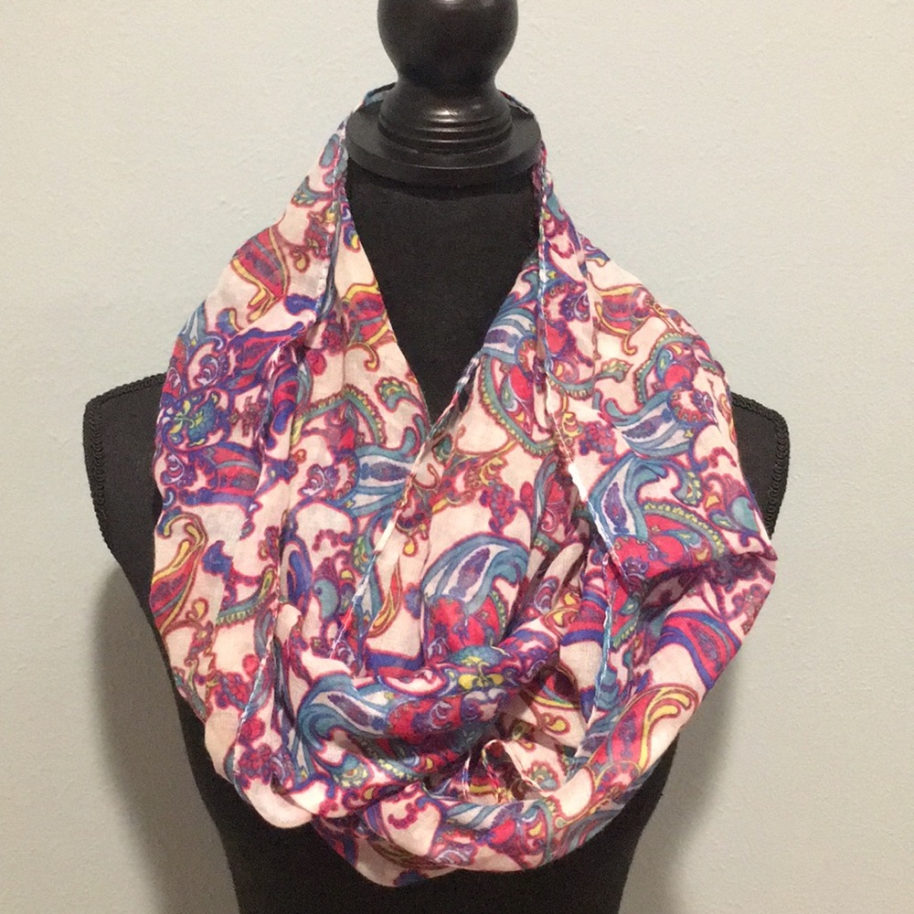 Multi-colored Paisley infinity scarf